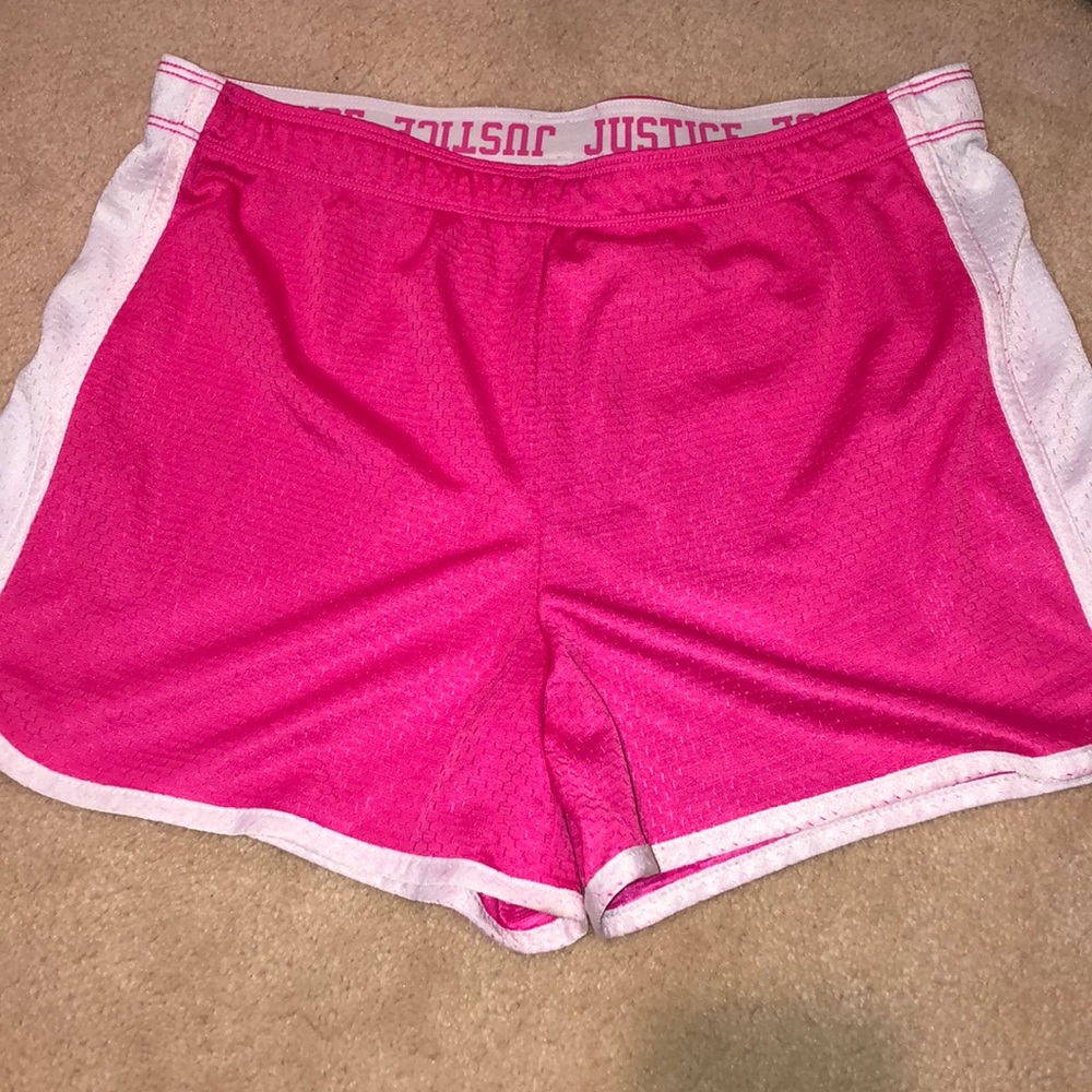fold over pink athletic justice shorts